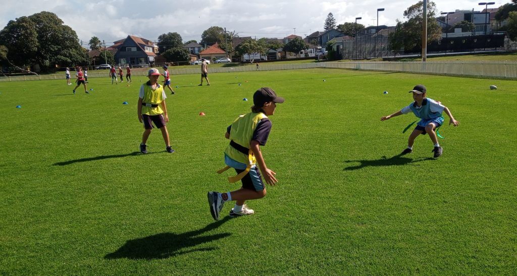 Students playing Oz Tag in sports and physical education class at Snape Park